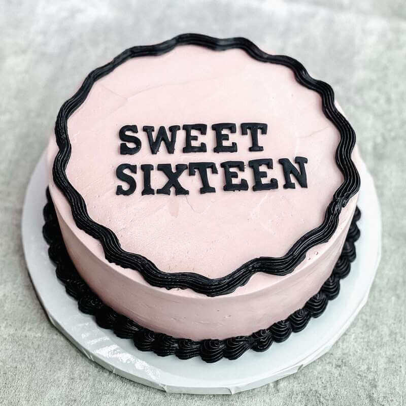 Korean Lettering Cake in Black and Pink